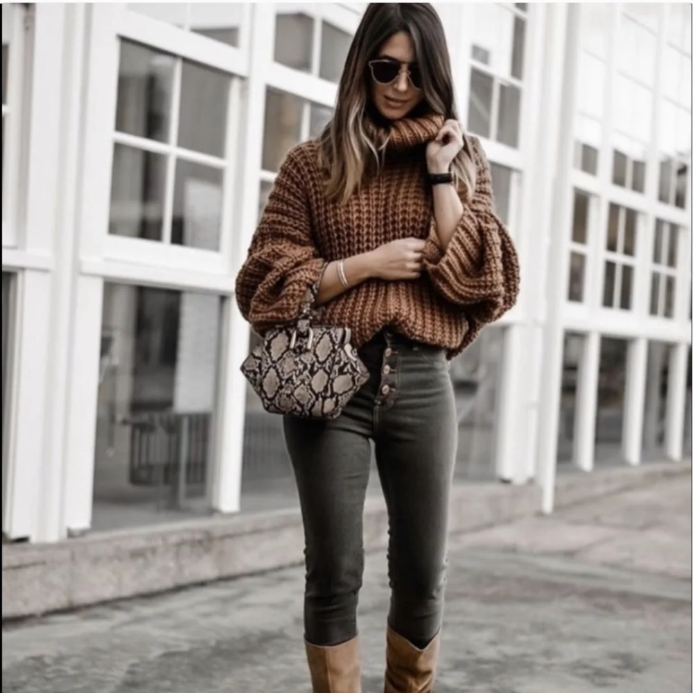 ZARA Blogger Favorite S Wool Mohair Turtleneck Sweater Oversized Chunky Knit Top - Picture 4 of 14